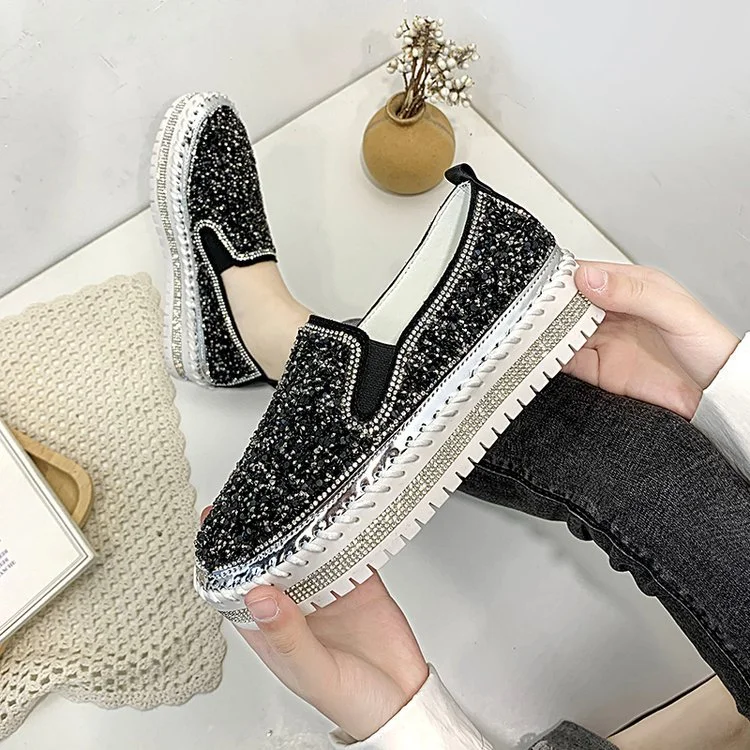 A Pedal Platform Platform Loafers With Rhinestones