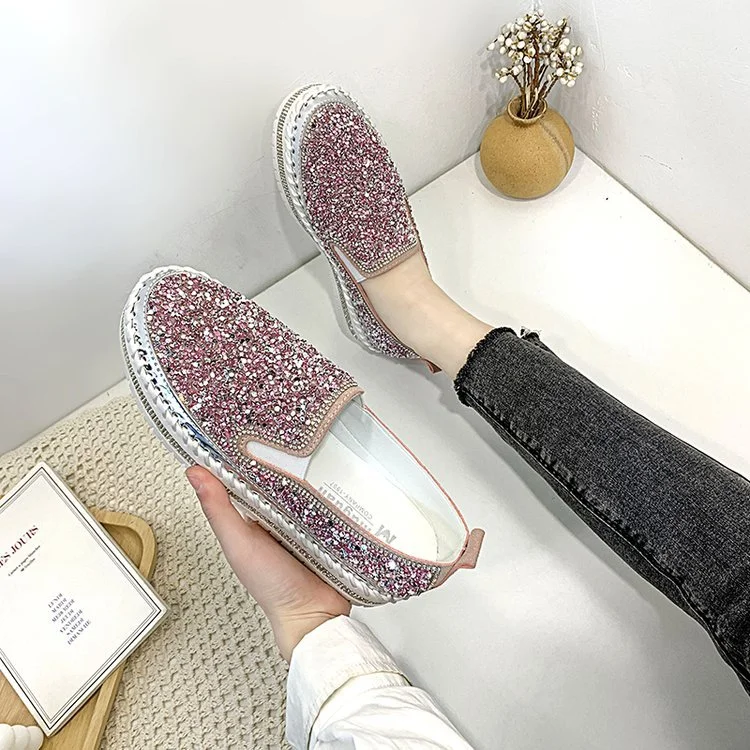 A Pedal Platform Platform Loafers With Rhinestones