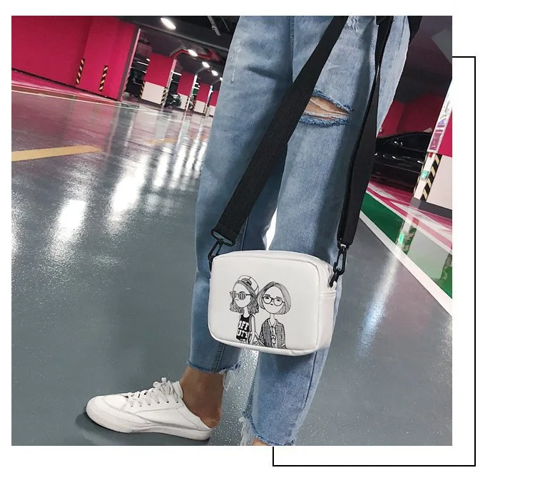 Small Square Bag Trendy Messenger Shoulder Bag Pu Printing Small Sachet