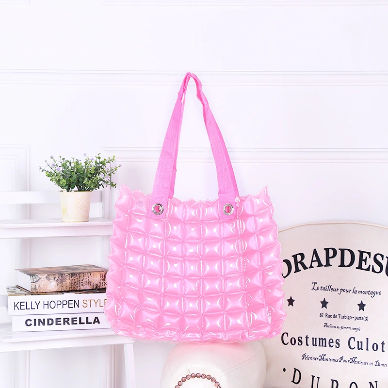 Inflatable PVC One Shoulder Fashion Casual Square Check Bag