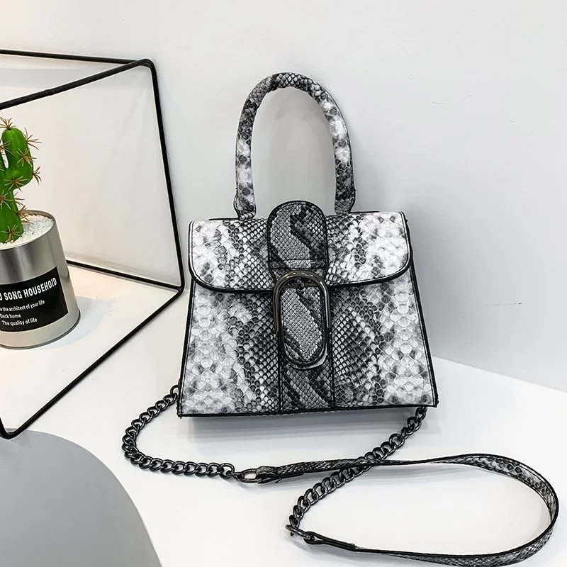 Small Bag Women's Spring And Summer New Korean Snake Print Small Square Bag Fashion Simple Messenger Single Shoulder Handbag