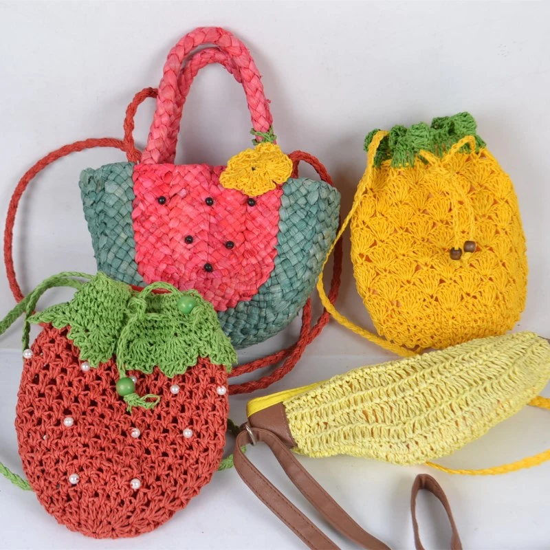 Fruit Type Straw Bag Watermelon Strawberry Pineapple Banana Messenger Bag Women''S Woven Bag