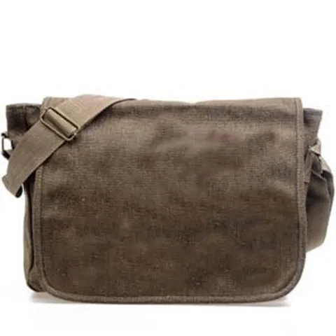 Army Green Old-Fashioned Nostalgic Green School Bag Canvas Shoulder Bag
