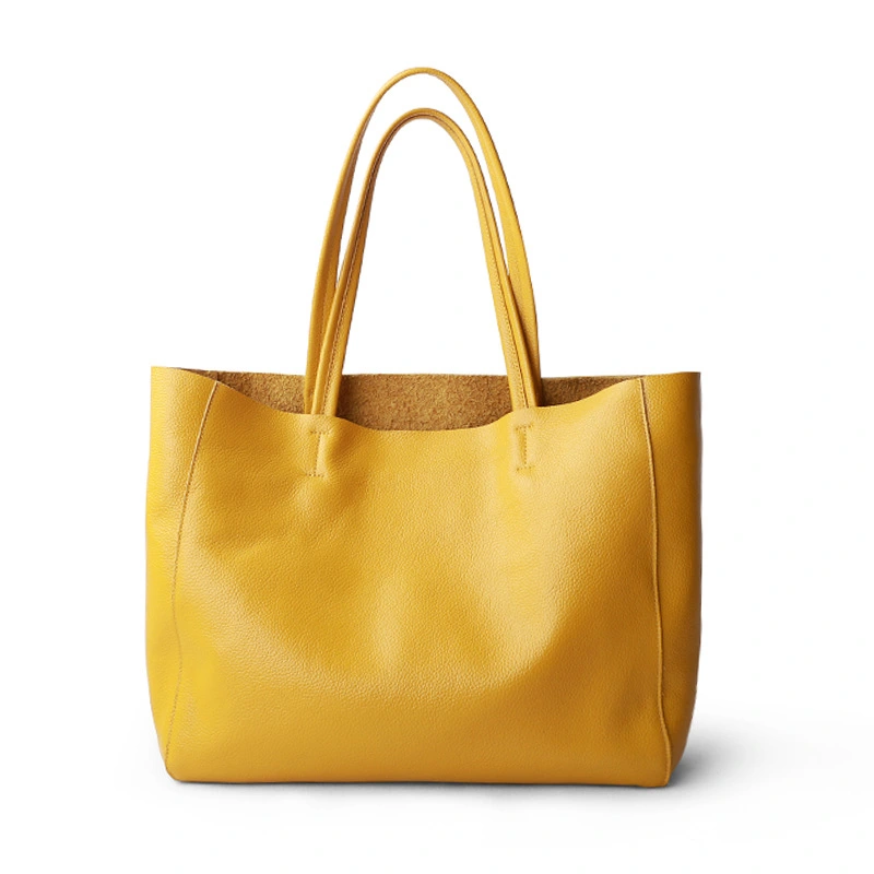 Leather With Large Capacity Tote Wrapped Cowhide Is Stylish And Simple