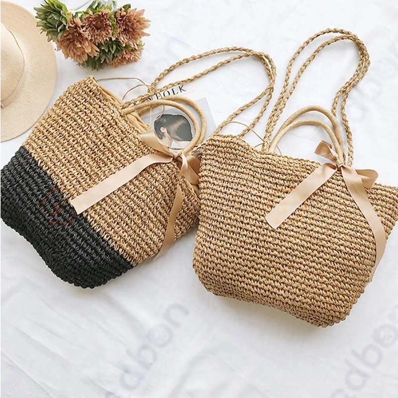 Ladies straw Woven One-shoulder Shopping Hand-woven Bag