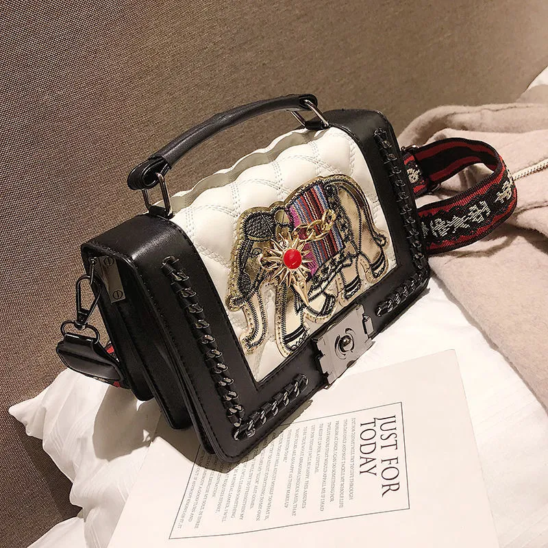 All-match Fashionable Elephant Embroidered Handbag