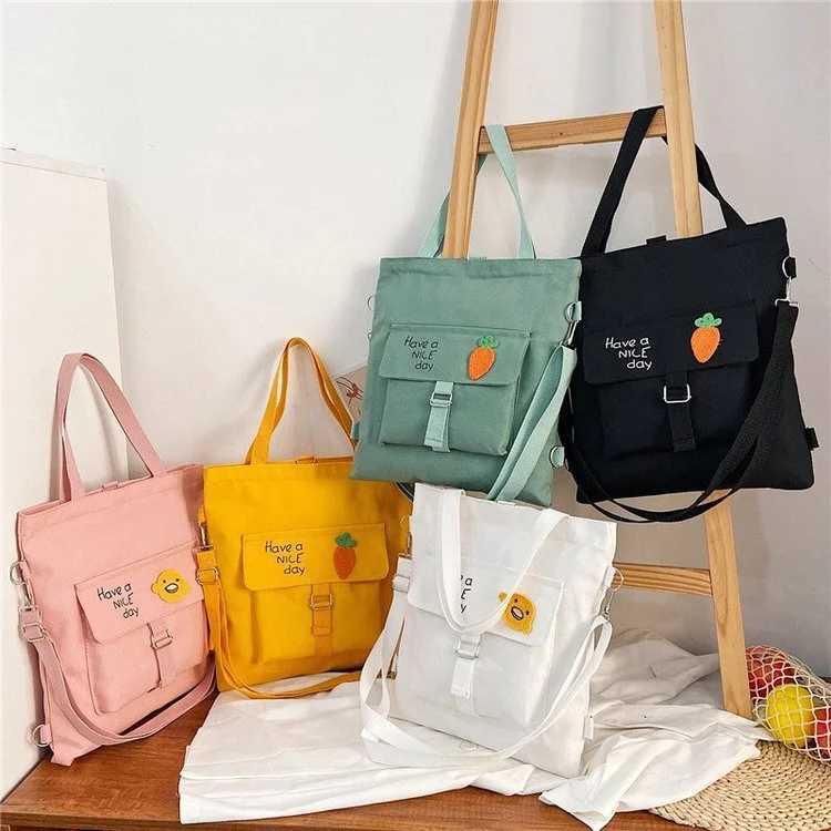 Canvas Bag Female New Casual College Student Class Portable Bag Shoulder Bag Large Capacity Messenger Bag Female Bag
