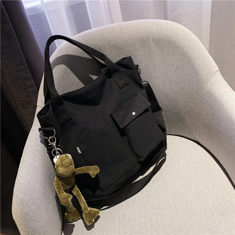 Foreign Style Canvas Bag Large Bag Women's New Fashion Korean Versatile Messenger Bag Large Capacity Single Shoulder Bag Handbag