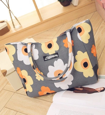 New Style Flower Large-Capacity Beach Flower Cloth Bag Fashion Hot Mom Travel Canvas Flower Bag