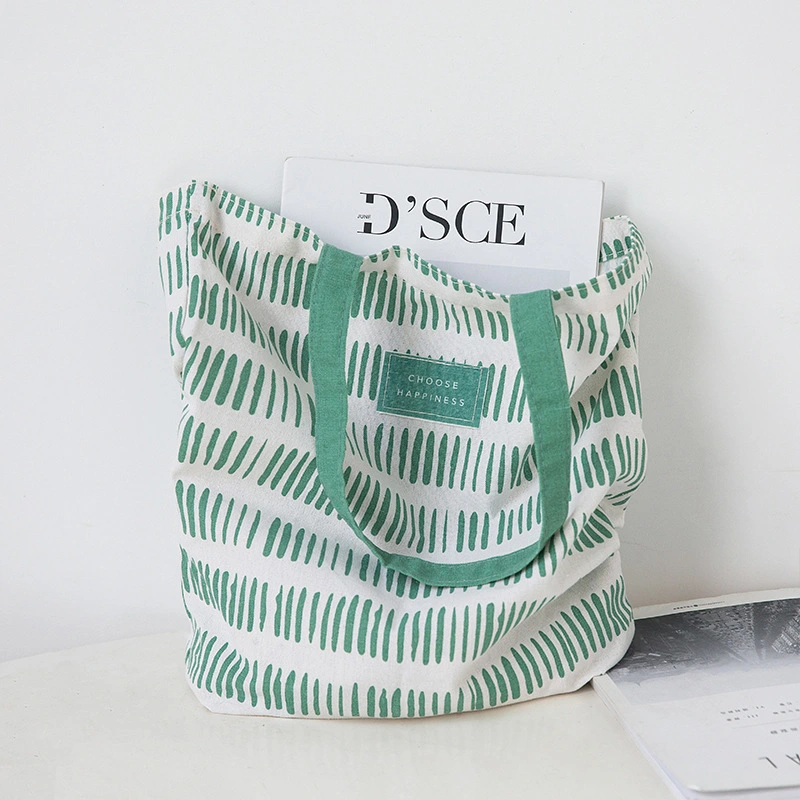 Millet Wheat Fabric  Green Geometric Portable Cotton And Linen Pocket Tote Bag Shopping Bag Storage Bag Sundries Bag