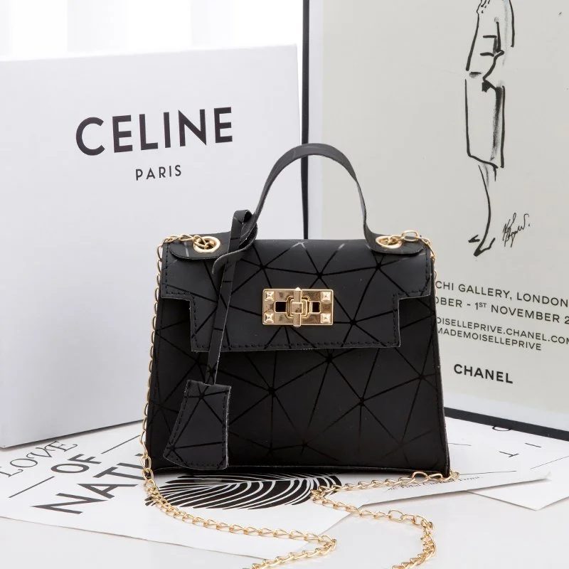 Colorful Lingge Kelly Bag Chain Lock Diagonal Phone Bag Double-layer Fabric Mini Female Bag