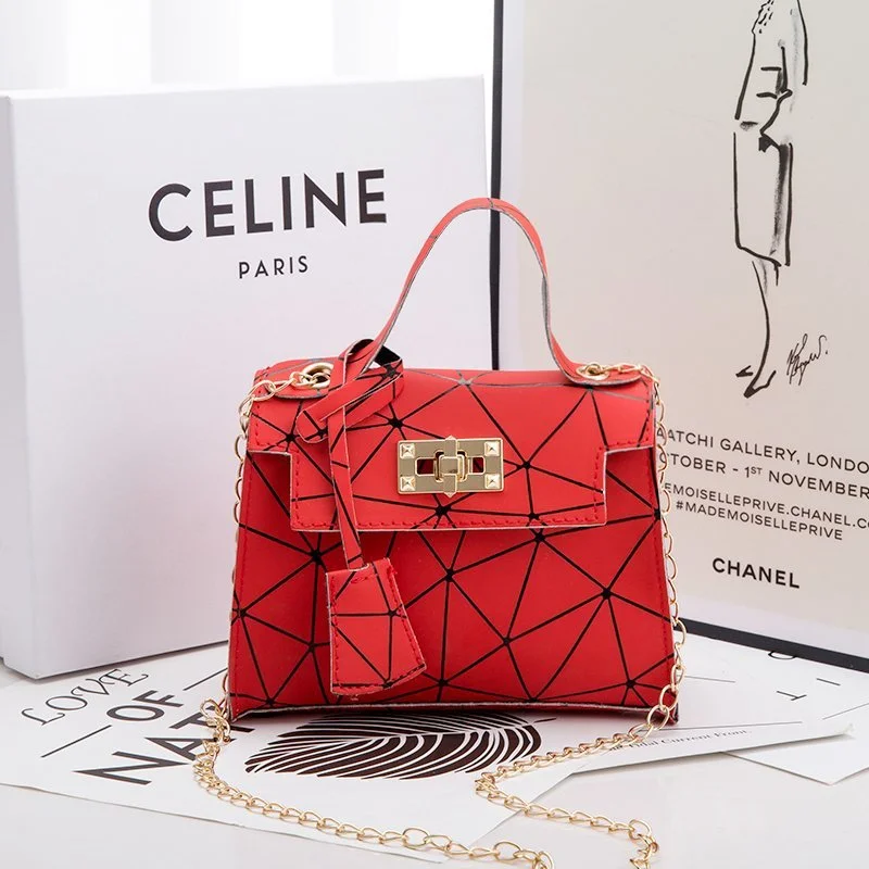 Colorful Lingge Kelly Bag Chain Lock Diagonal Phone Bag Double-layer Fabric Mini Female Bag