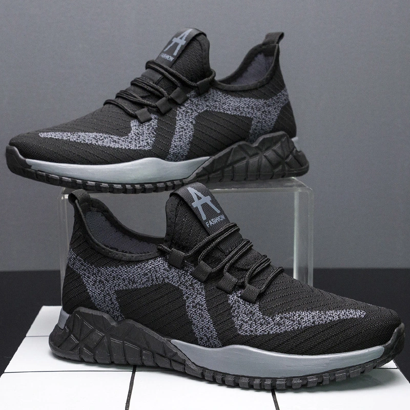 Trendy Running Shoes Student Flying Knitted Sports Men'S Shoes