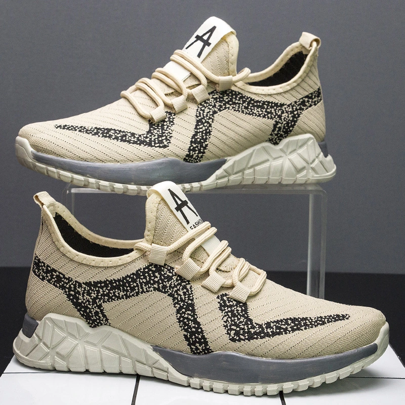 Trendy Running Shoes Student Flying Knitted Sports Men'S Shoes