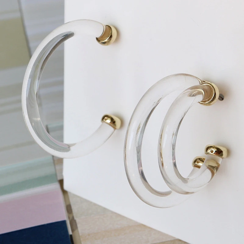 Simple Resin C Word Transparent Earrings