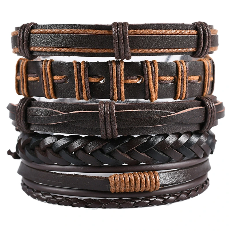 Cross Braided Leather Adjustable Suit Bracelet