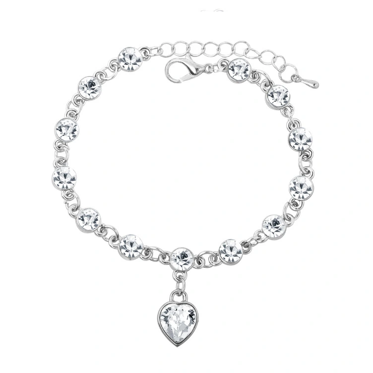 Alloy Peach Heart Love Crystal Bracelet