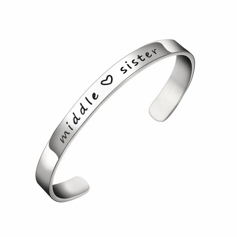 Simple Sister Sister Lettering Hand Ring