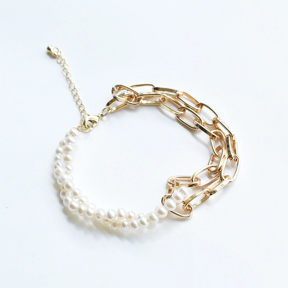 Simple And Sweet U-Shaped Chain And Pearl Bracelet Women