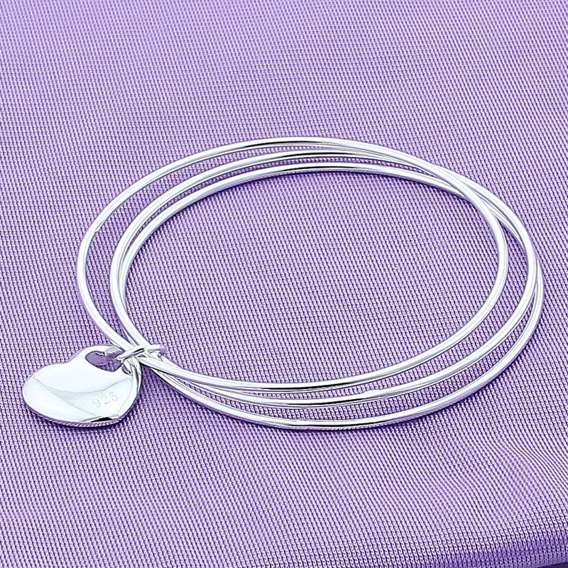 Silver Plated Fashion Three-Ring Sweetheart Bracelet