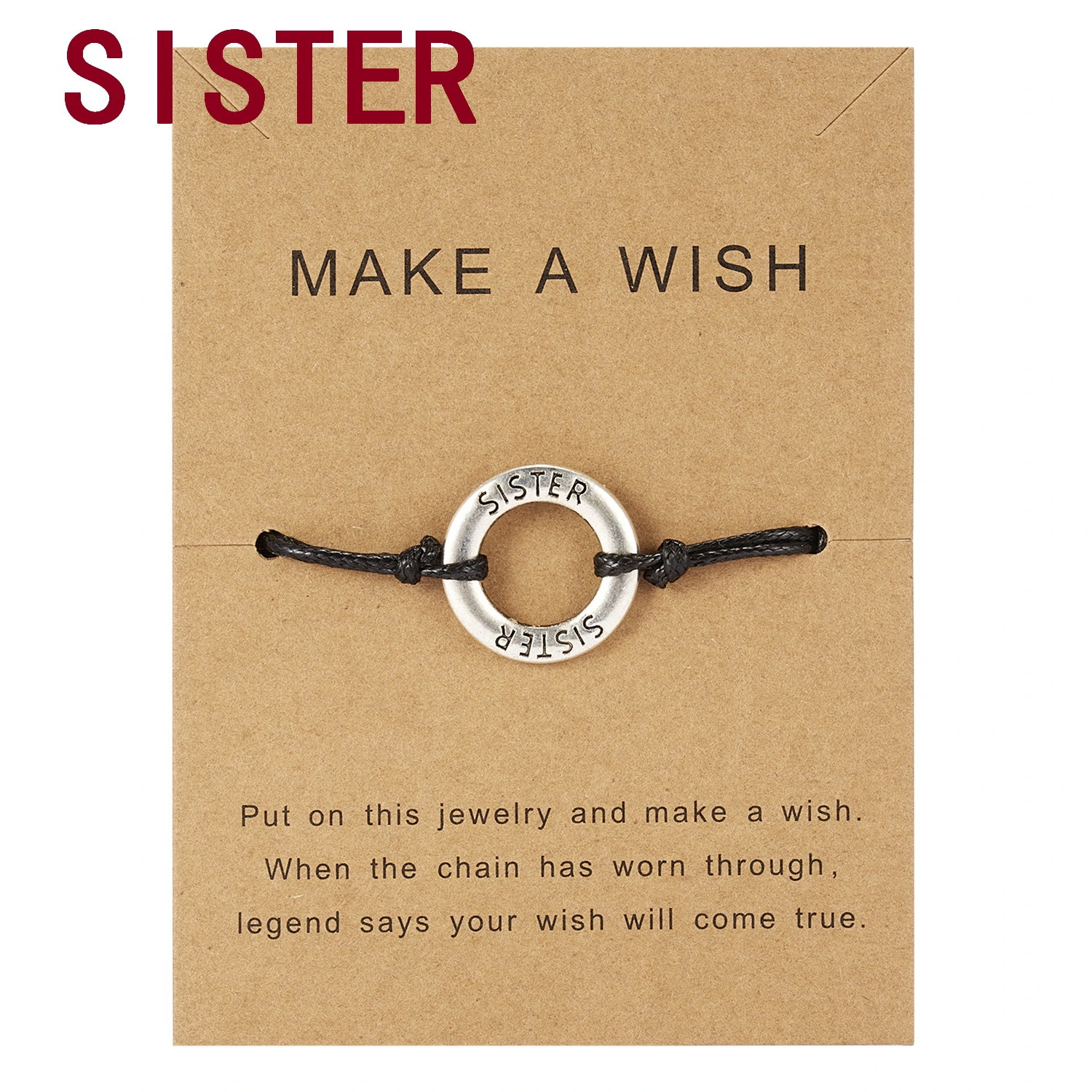 Ring Lettering Adjustable Woven Paper Card Bracelet