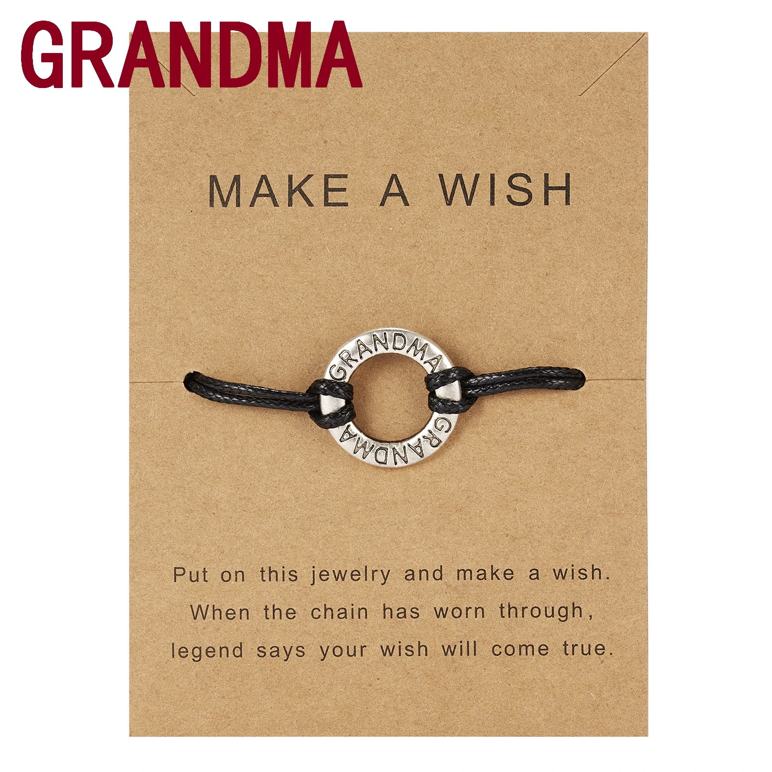Ring Lettering Adjustable Woven Paper Card Bracelet