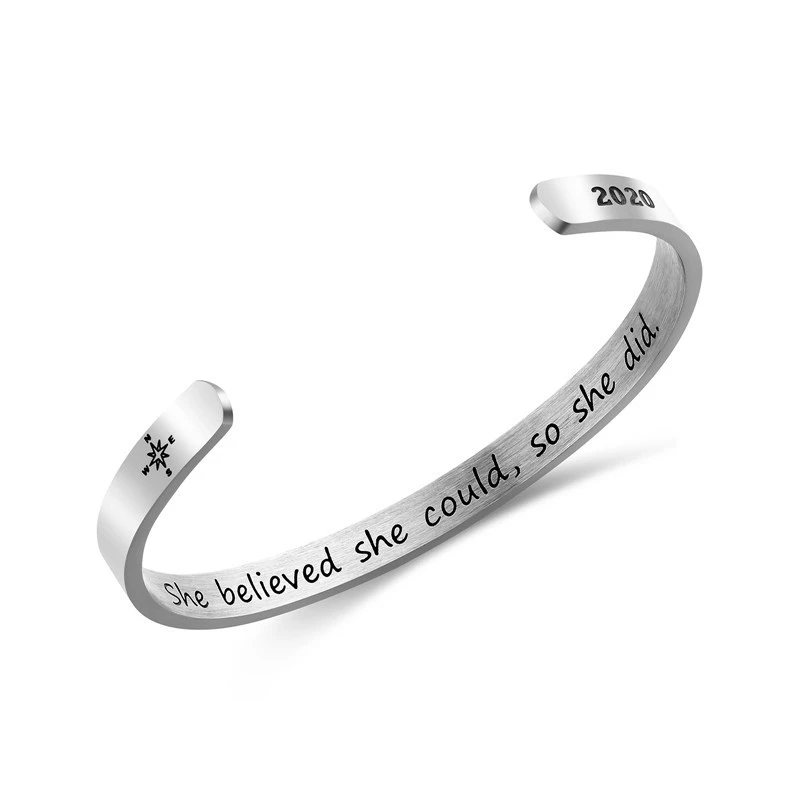 Lettering Bracelet Bracelet SO SHE DID6mm Titanium Steel Bracelet