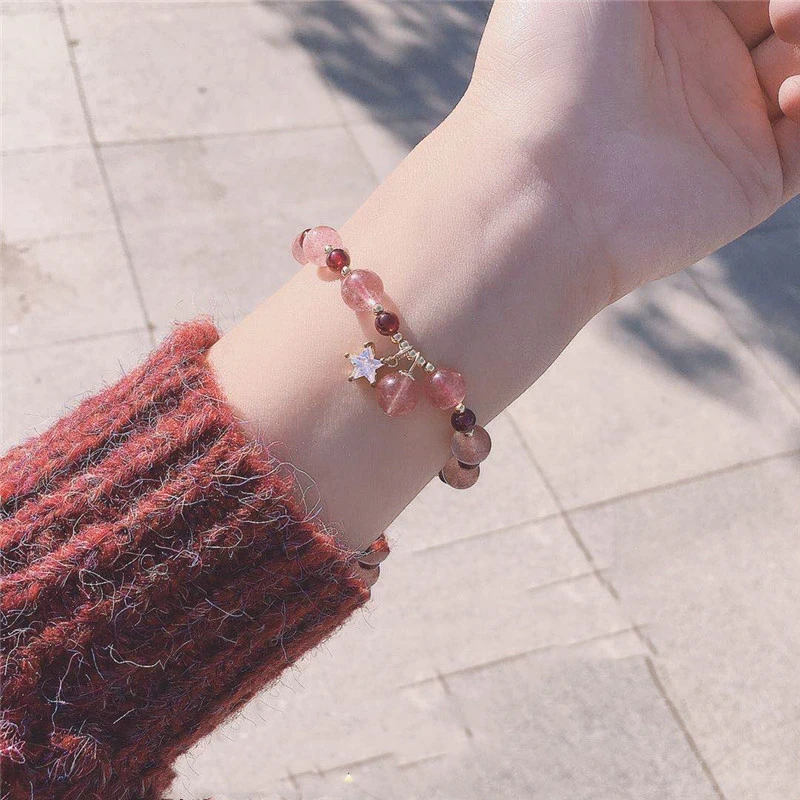 Red Rose Natural Pigeon Blood Red Strawberry Crystal Bracelet