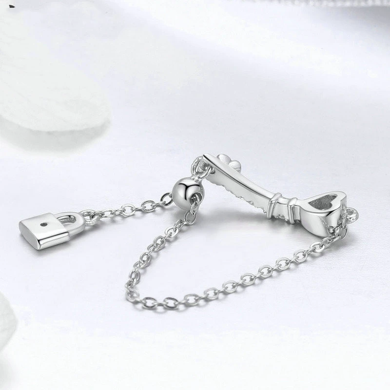 Romantic Series Heart Lock Key S925 Sterling Silver Ring