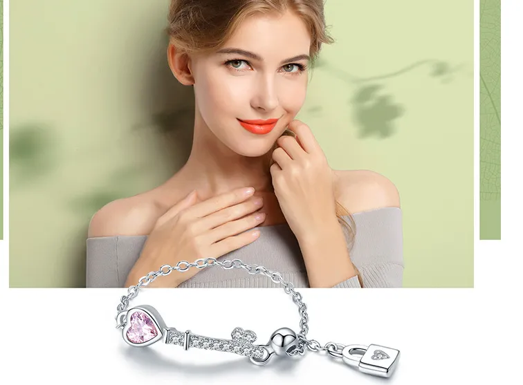 Romantic Series Heart Lock Key S925 Sterling Silver Ring