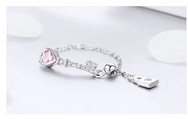 Romantic Series Heart Lock Key S925 Sterling Silver Ring
