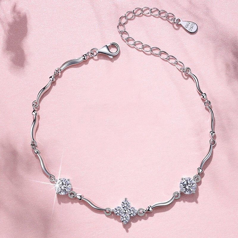 925 Sterling Silver Four-leaf Clover Bracelet