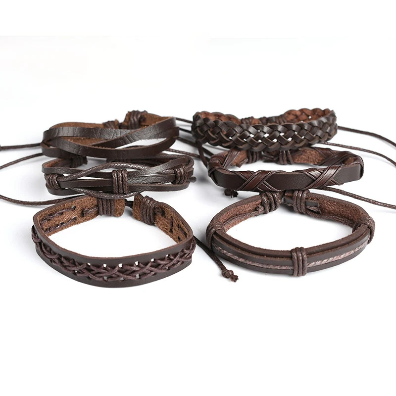 Set Braided Brown Retro Hand Rope Combination Hand Jewelry