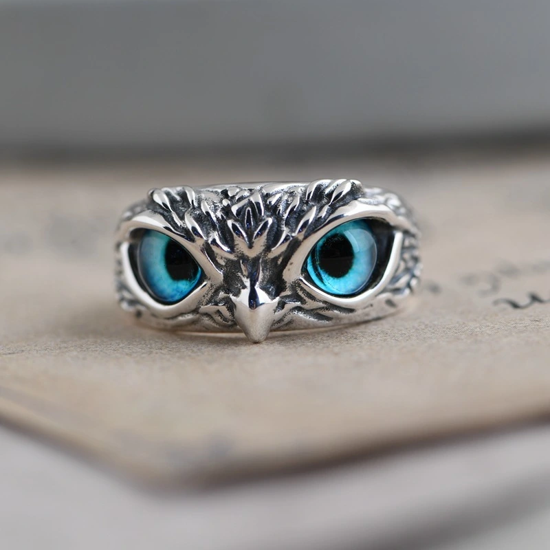 Cross-Border Men And Women Simple Design Owl Ring