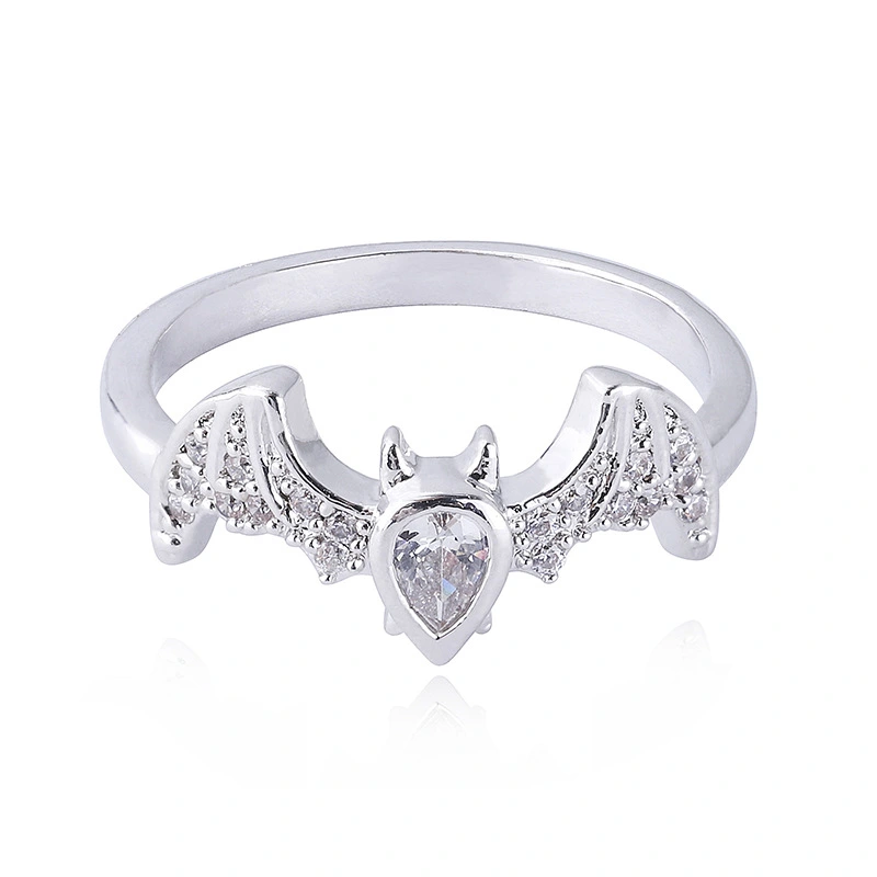 Copper Inlay Zircon Bat Animal Ring