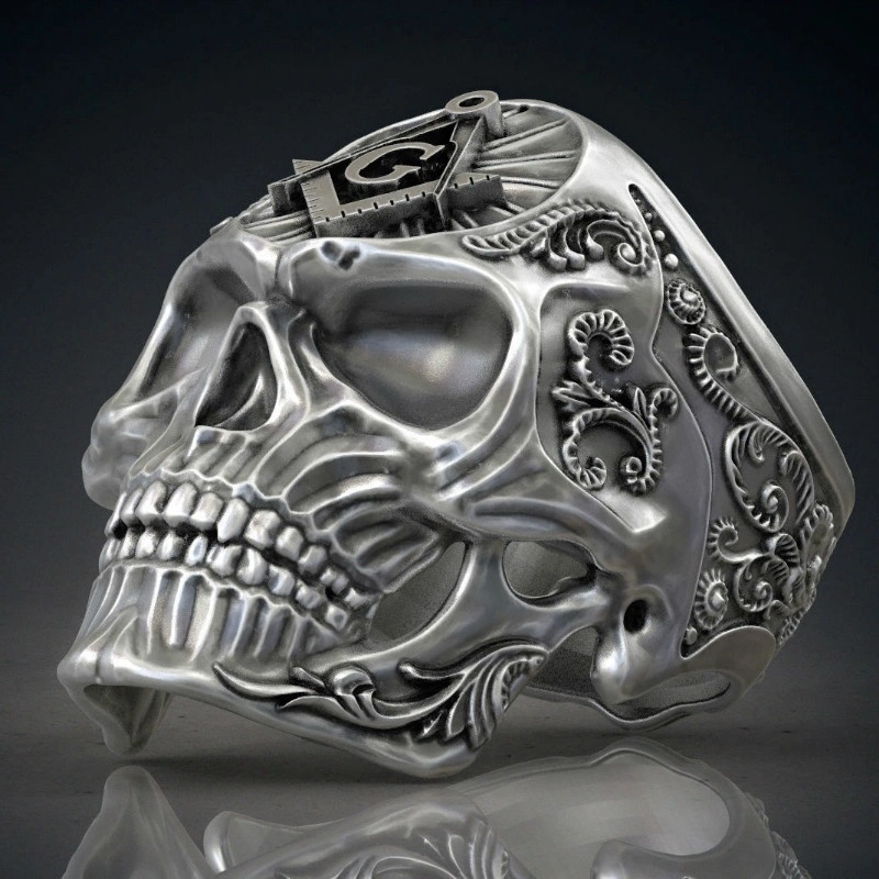 Masonic Skull Ring Domineering Men's Personality Alloy Ring