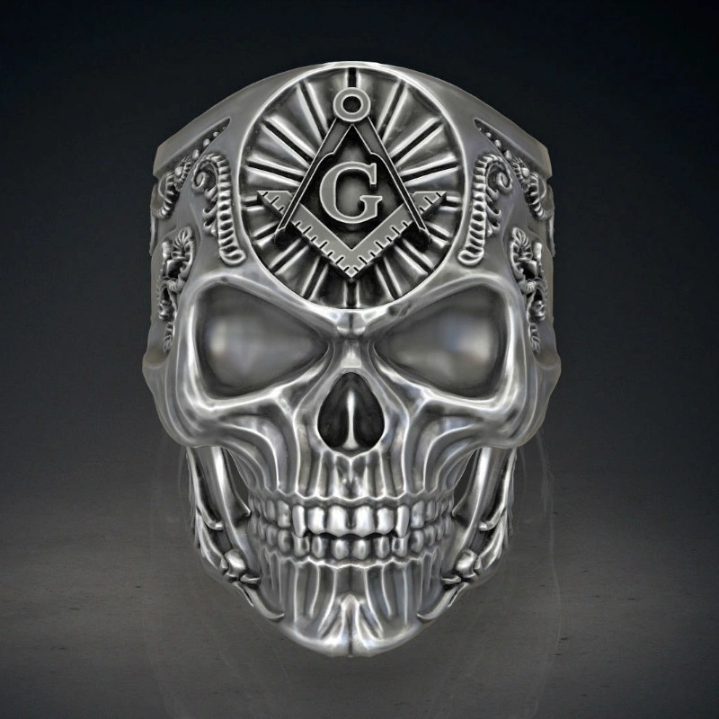 Masonic Skull Ring Domineering Men's Personality Alloy Ring