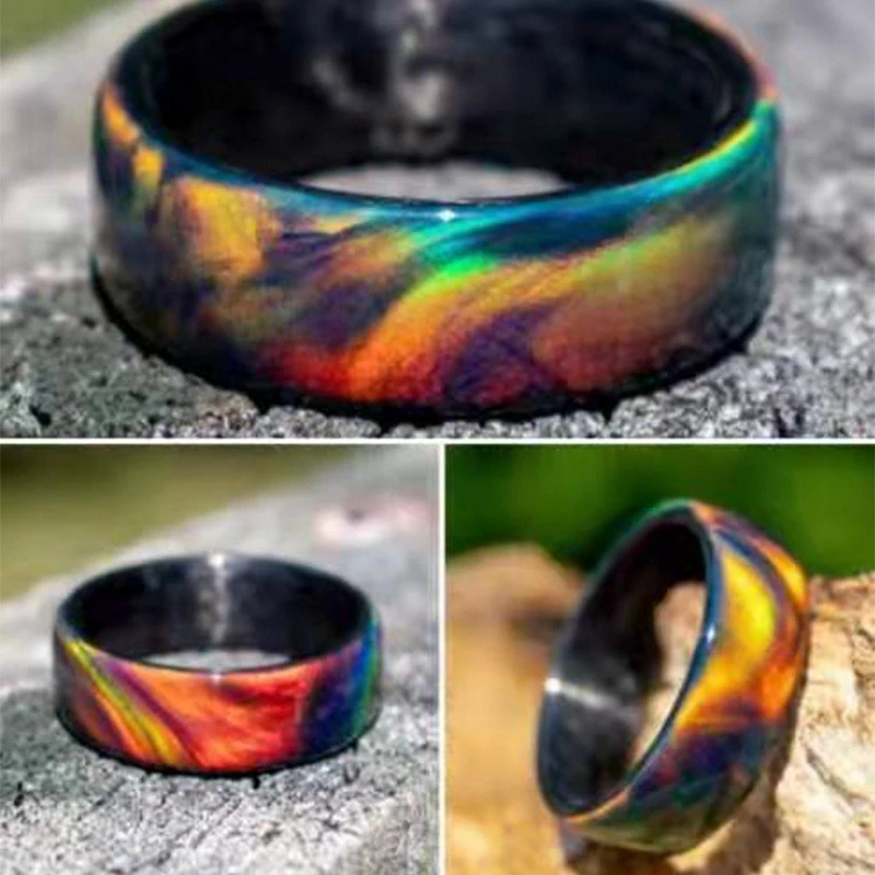 Personalized Simple Multicolored Glitter Ring Rainbow Ring