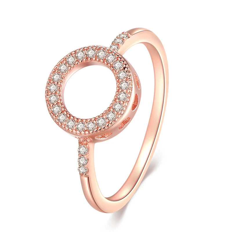 Sterling Silver Fashion Design Ring Female Hollow Heart-Shaped Temperament Rose Gold Thin Ring