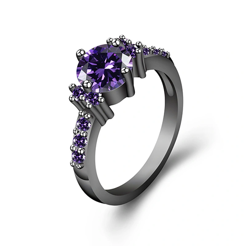 Fuchsia Zircon Color Diamond Ring Simple