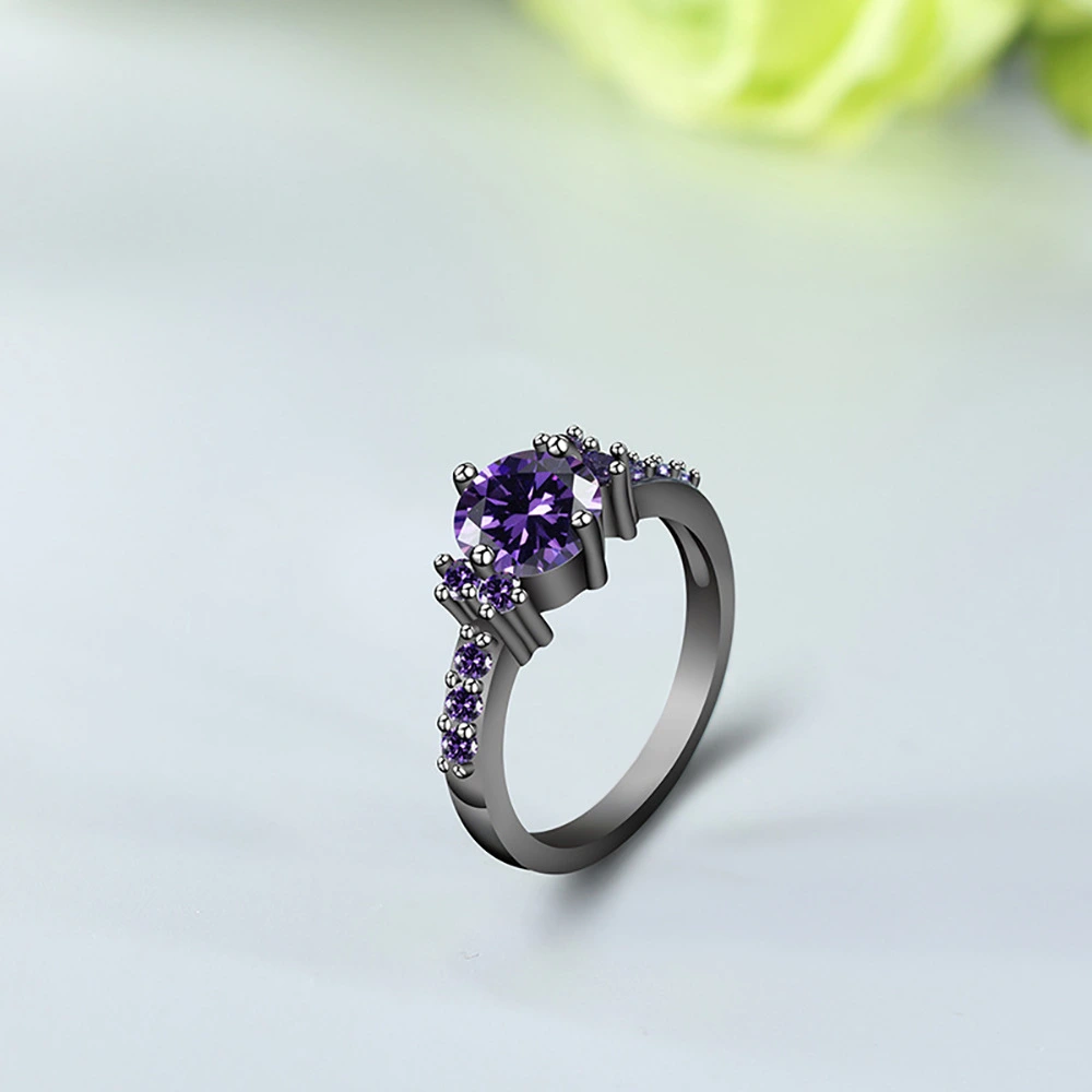 Fuchsia Zircon Color Diamond Ring Simple