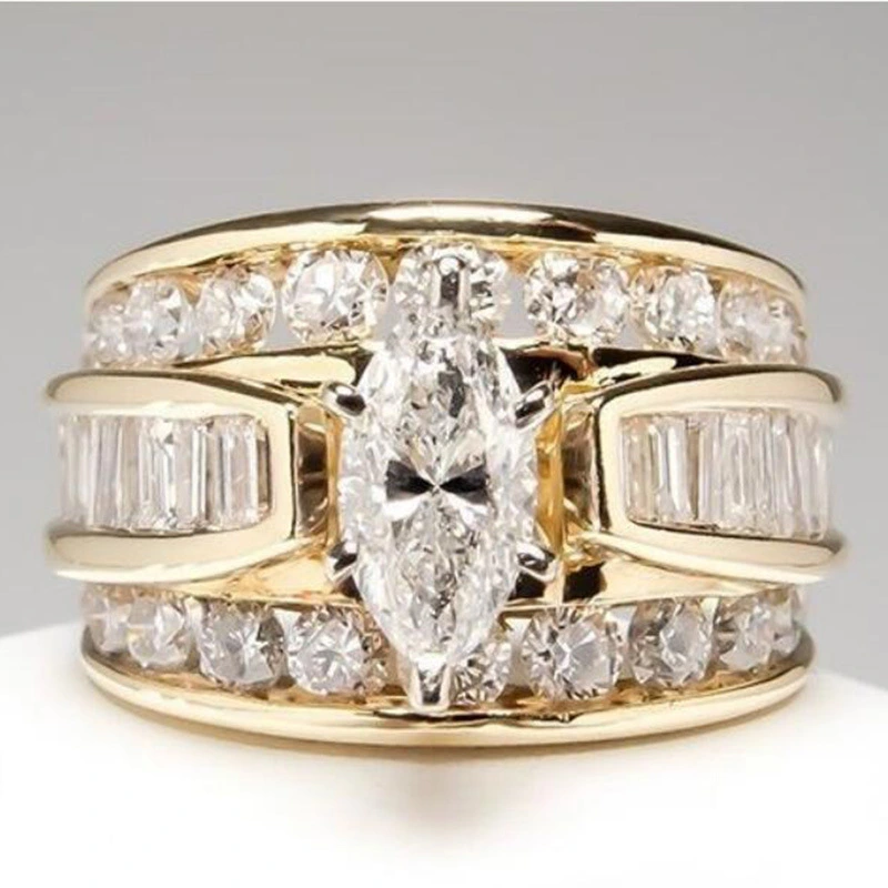 Copper Inlaid Zircon Ladies Ring Jewelry