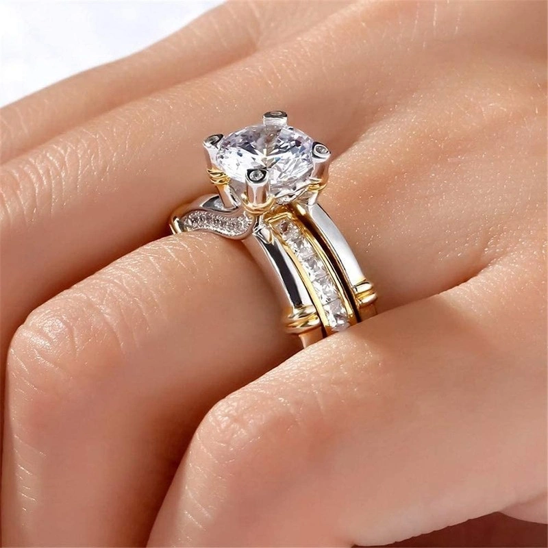 Set Of Rings With Diamonds, All-Match Three-Color Ring