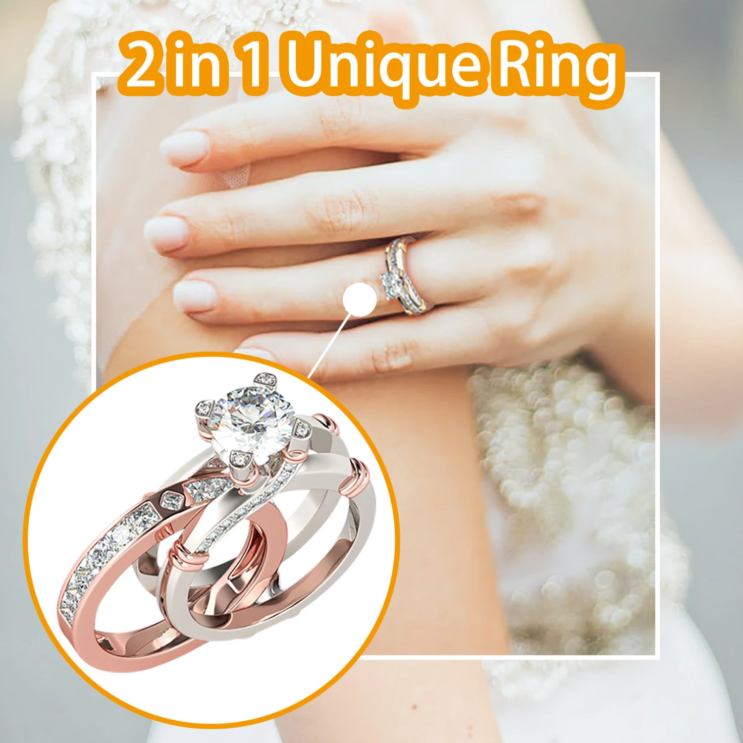 Set Of Rings With Diamonds, All-Match Three-Color Ring