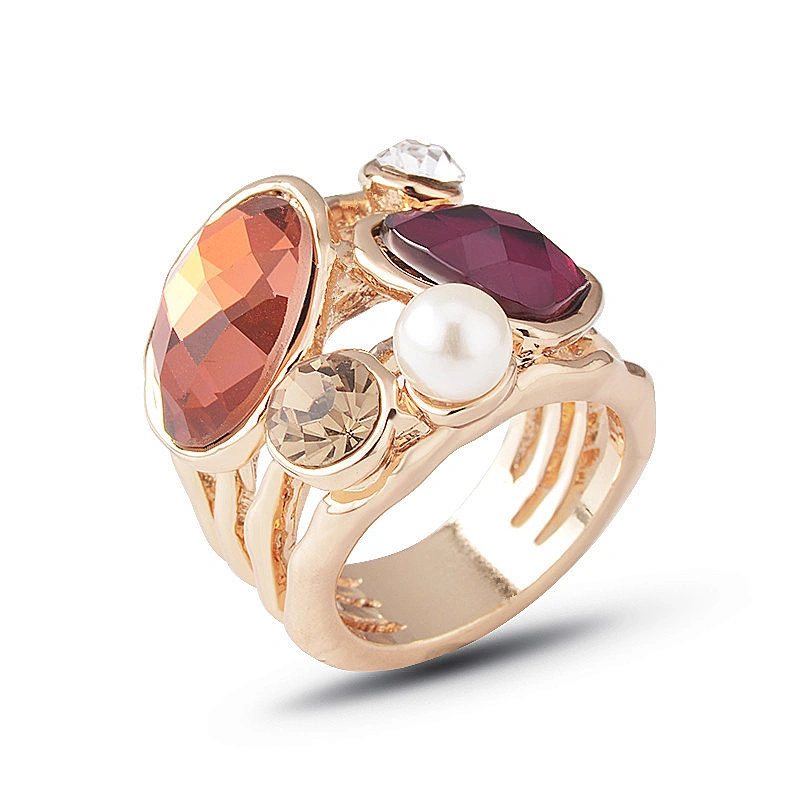 Fashion Atmosphere Inlaid Gemstone Pearl Ring