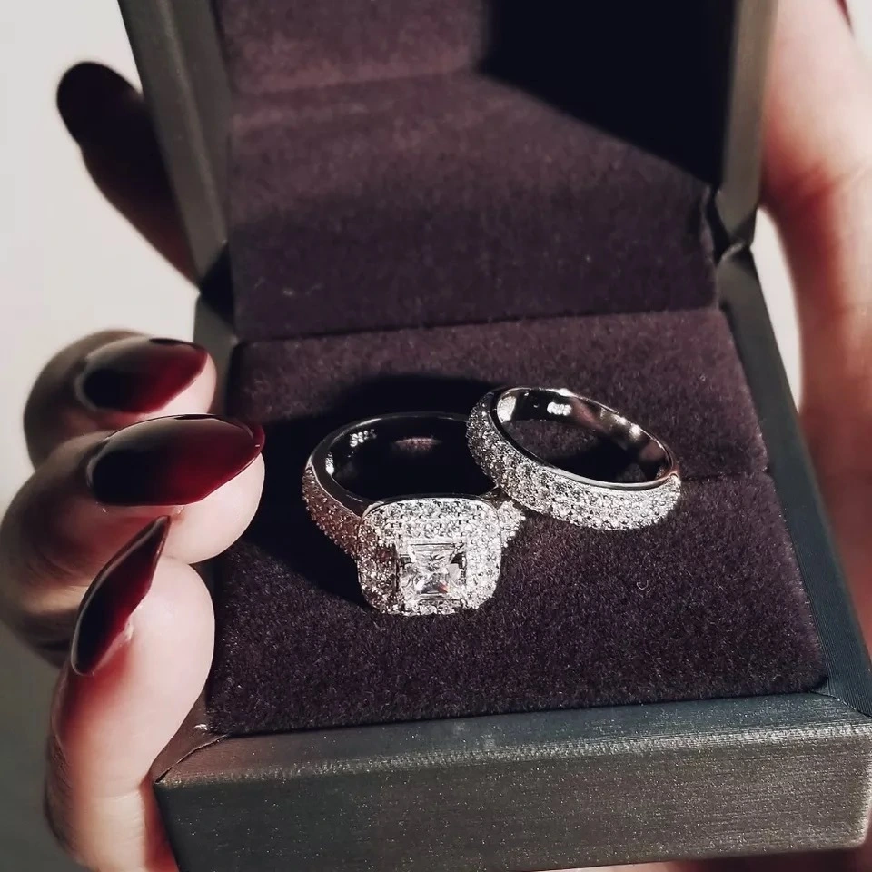 Zircon Ring European And American Double Set Ring