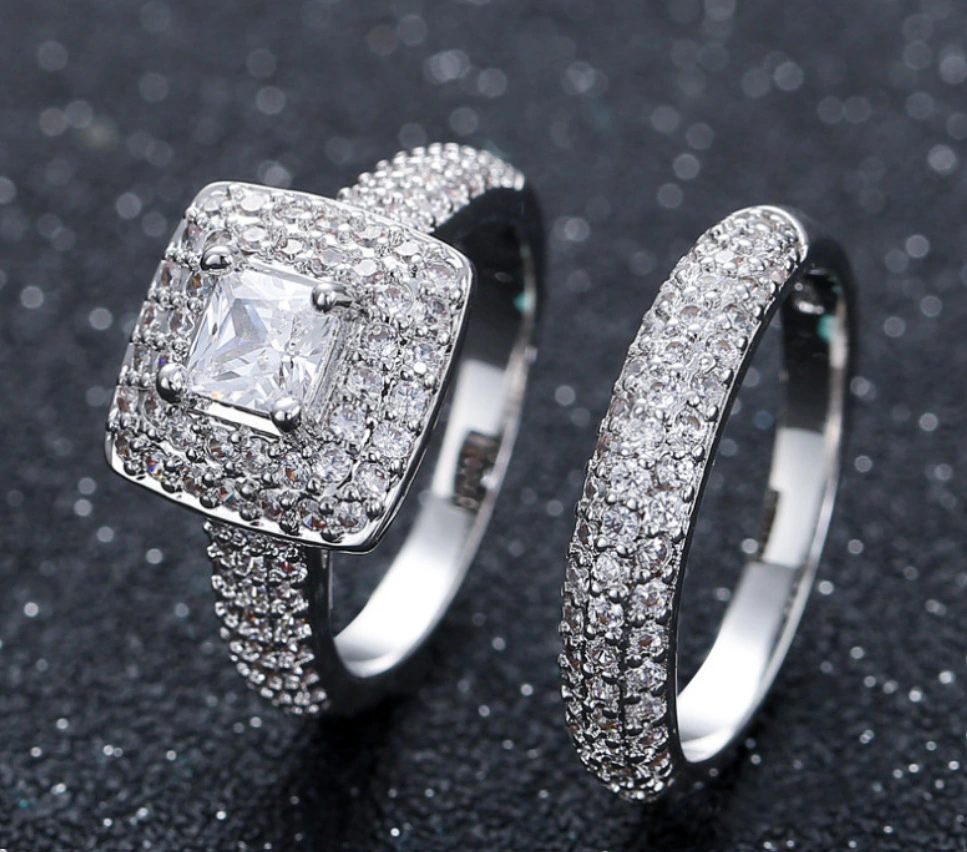 Zircon Ring European And American Double Set Ring