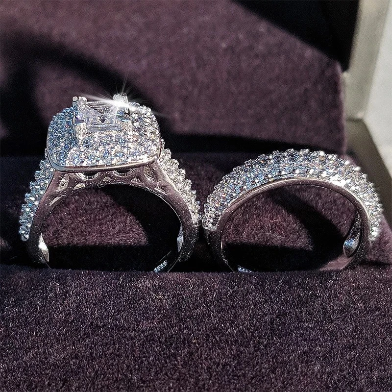 Zircon Ring European And American Double Set Ring