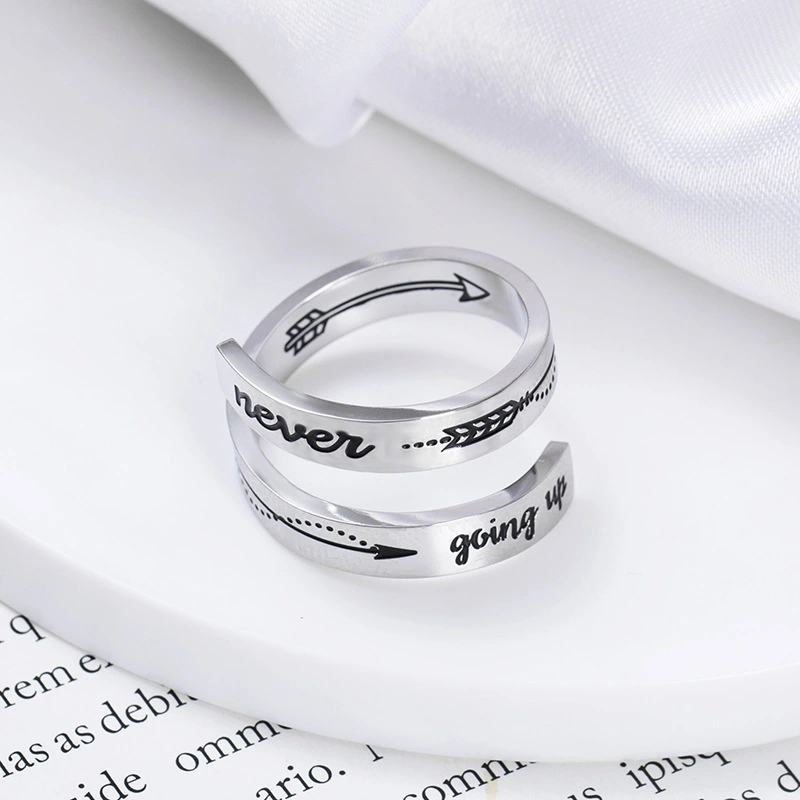 Popular Fashion Personality Titanium Steel Jewelry Engraving Double-layer Titanium Steel Ring