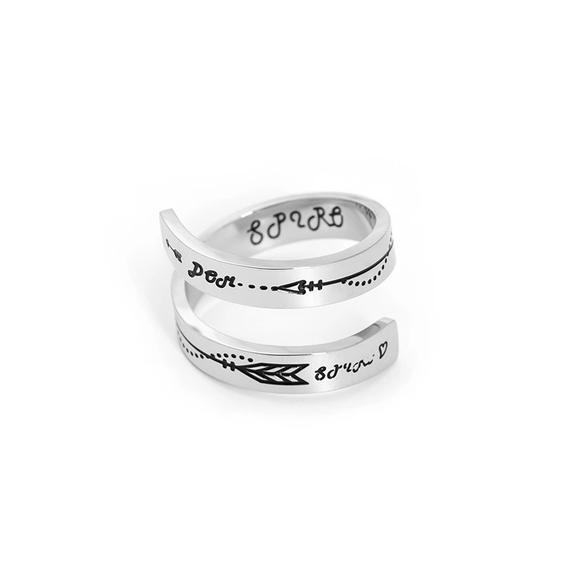 Popular Fashion Personality Titanium Steel Jewelry Engraving Double-layer Titanium Steel Ring